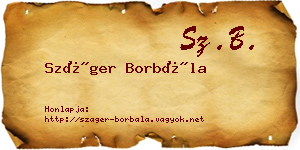 Száger Borbála névjegykártya